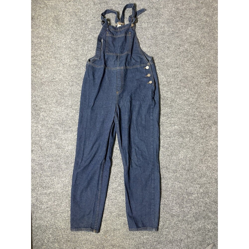 Yerba Buena Overalls Womens M Blue Denim Button Pocket Boho Adjustable Straps